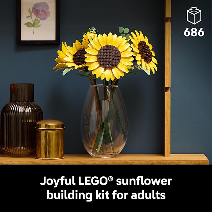 LEGO Botanicals Sunflower Bouquet Building Set for Adults Ages 18+ - Artificial Flowers for Home Office Bedroom or Desk Decor - Gifts for Women &amp Men - 11502