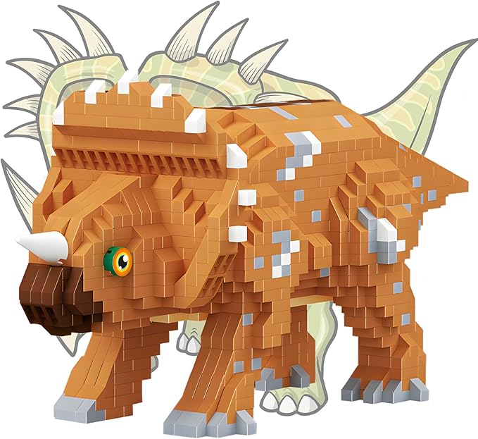 Dinosaur Triceratops Building Blocks Model Decor Micro Mini Blocks Toy Birthday for Age 6+ Children Adults Teens 1145 Pieces