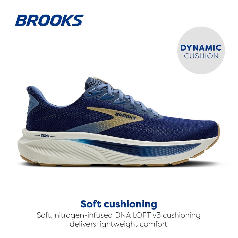Brooks Men’s Ghost 17 Neutral Running Shoe - Beacon Blue/Moonlight/Starfish - 13 Medium