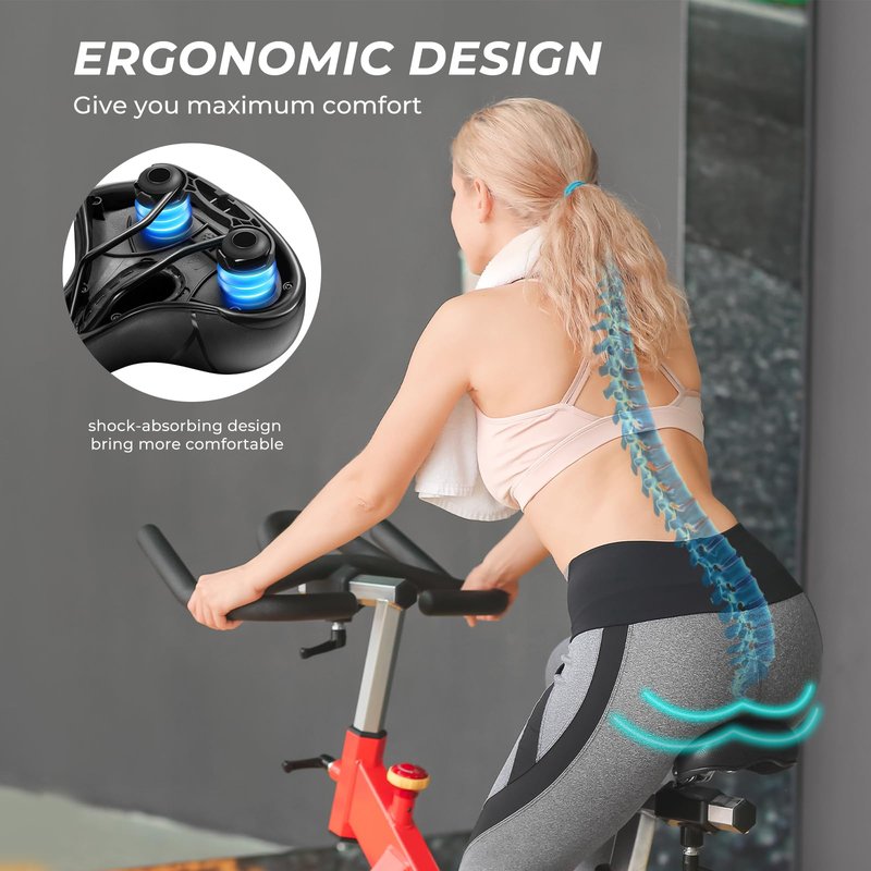 YOUNGDO Bike Seat - Comfortable Gel Foam Padded Leather, Wide Bike Saddle Cushion, Universal Fit, Shock Absorbing, for Women and Men