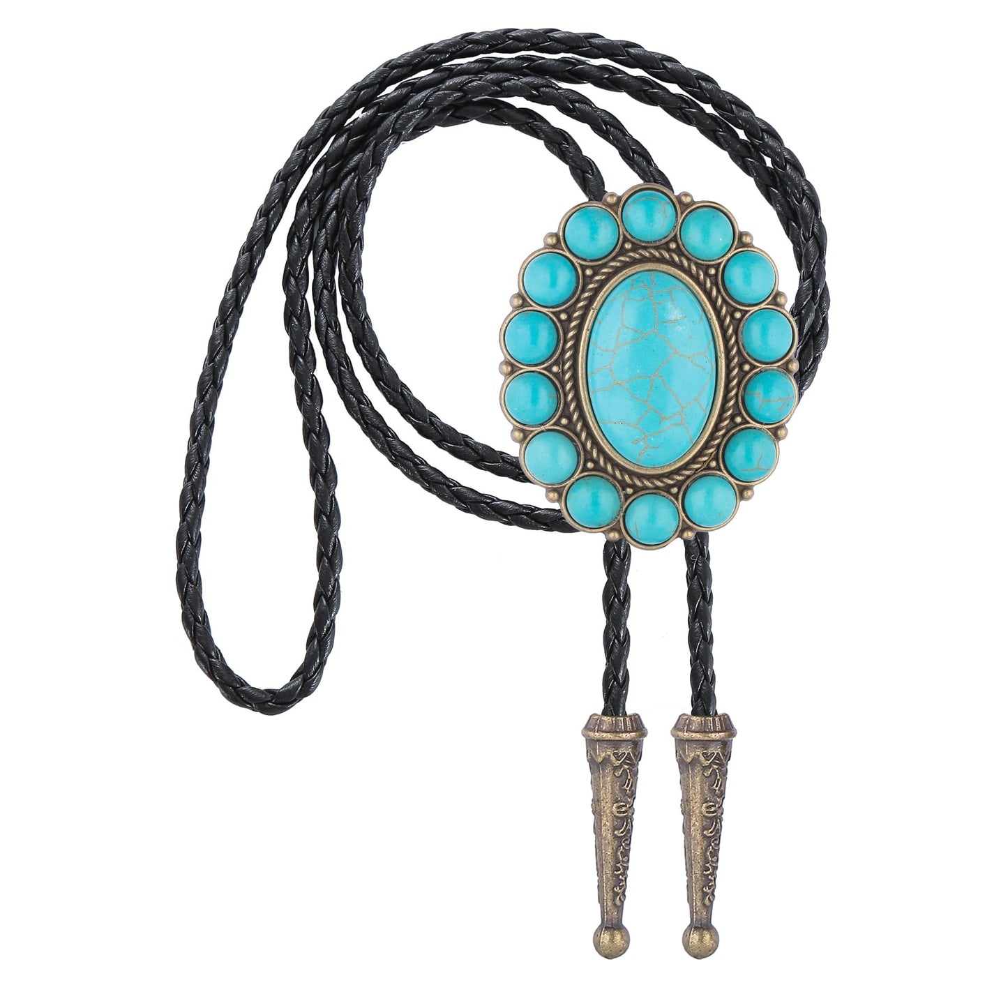 GelConnie Turquoise Bolo Tie for Men Womens Bolo Tie Cowboy Necktie Natural Stone Bolo Ties Necklace
