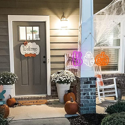 BOO Neon Sign, Halloween LED Wall Light with Ghost Pumpkin Neon Decoration for Halloween Party, Home, Bar