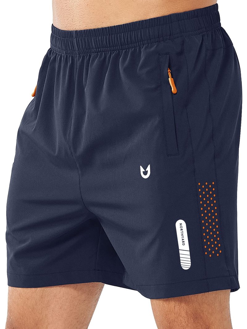 NORTHYARD Men's Athletic Running Shorts Gym Workout 7"/9"/5" Quick Dry Lightweight Sports Basketball Tennis 3 Zipper Pockets NAVY-5inch M