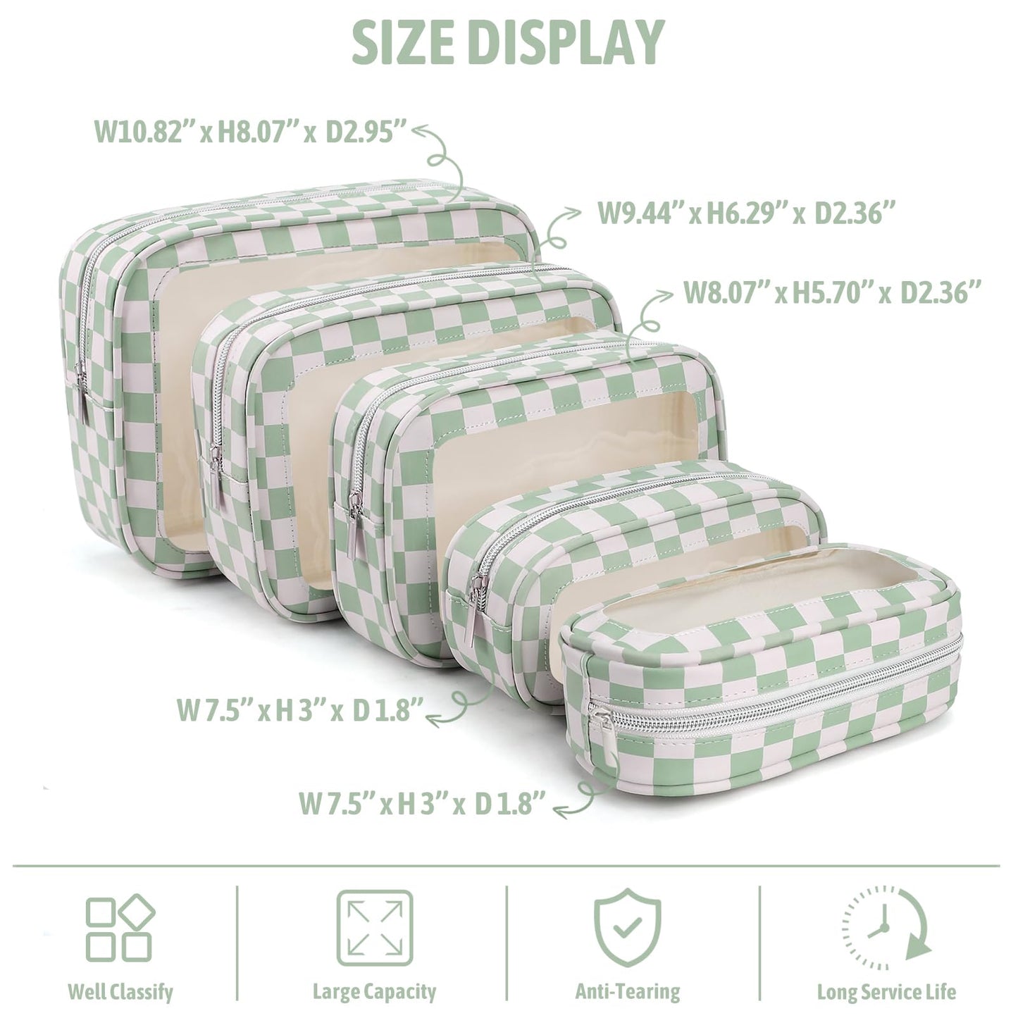 5PCS Diaper Bag Organizer Pouch Set,TSA Approved Toiletry Bag, Waterproof TPU Makeup Bag Set, Travel Organizer Bags for Women and Kids，Mothers Day Gifts