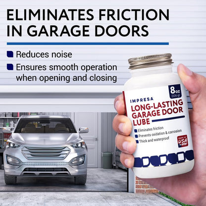 Impresa Silicone Dielectric Grease Paste - 8 Oz Jar - Smooth & Silent Sliding Door Silicone Lubricant - Waterproof Garage Door Grease - Precision Brush & Lubricant for Garage Spring