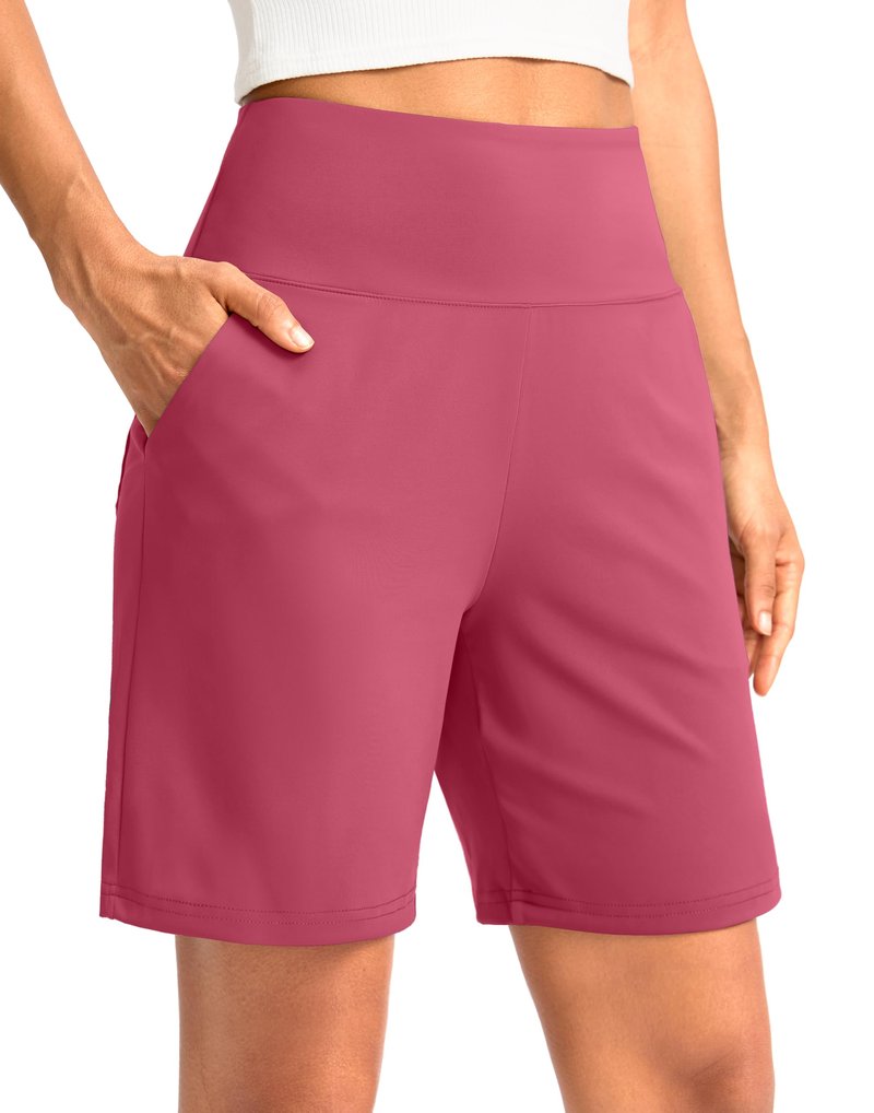 G Gradual Women's Bermuda Long Shorts with Pockets 7" High Waisted Knee Length Shorts for Women Walking Athletic Workout(Briar Rose-L7,XXL)