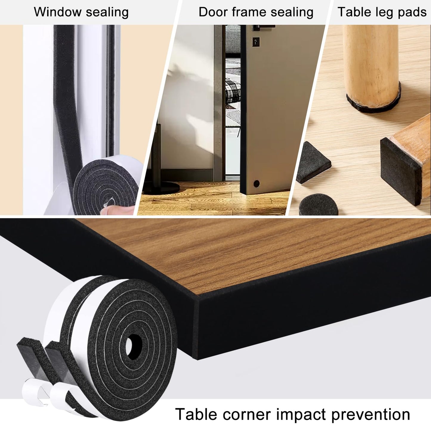 Storystore Foam Insulation Tape Self Adhesive, 1/2In x 1/4In x 33Ft Weather Stripping for Doors and Windows, Sound Proof Soundproofing Door Seal, Weatherstrip, Air Conditioning Seal Strip