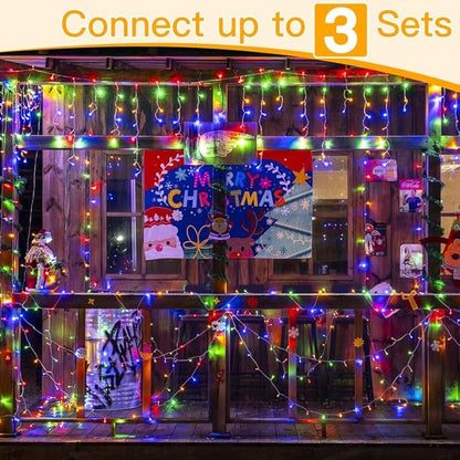Ollny Icicle Lights for Outside 400LED 32FT, Multicolor Christmas Light with Remote 8Modes Timers Waterproof, Plug in Connectable Hanging Lights for Outdoor Indoor House Roof Holiday