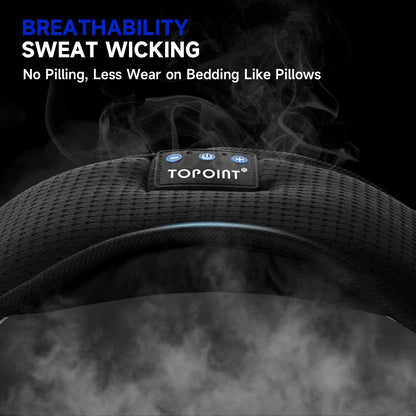 TOPOINT Sleep Mask with Bluetooth Headphones, Breathable Silk Eye Mask for Sleeping Men Women, Bluetooth Sleep Mask Blackout with Speakers, Microphone Handsfree, USB C for Travel Meditation Gifts