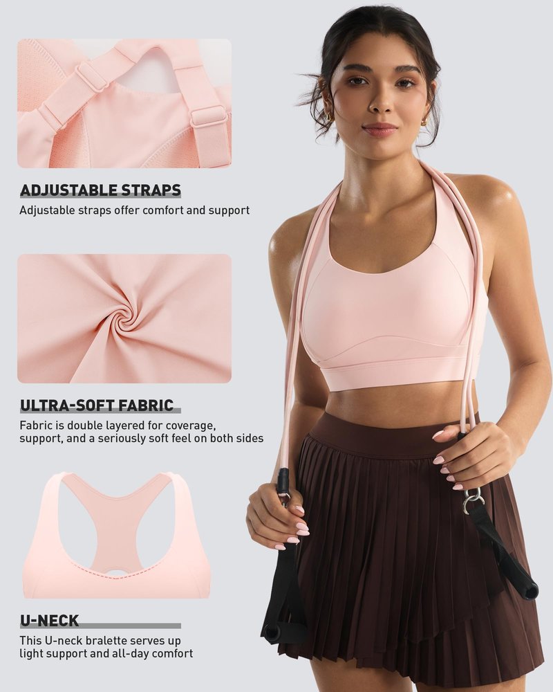 RUNNING GIRL High Impact Sports Bras for Women, Adjustable Straps Pink Sports Bra High Support Molded Cup Racerback Workout Bra(WX3143 Flush Pink M)