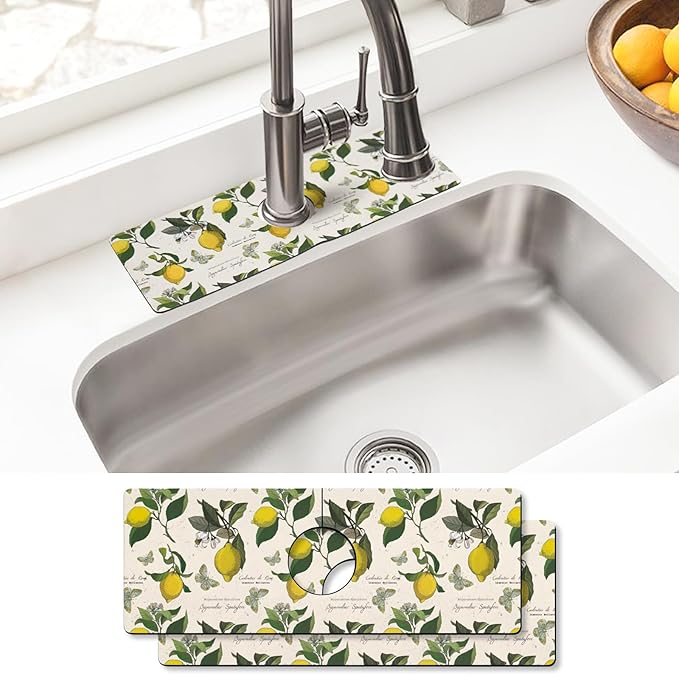 Sink Faucet Absorbing Mat, 2 Pack Drying Mat Around Faucet Sink Splash Guard