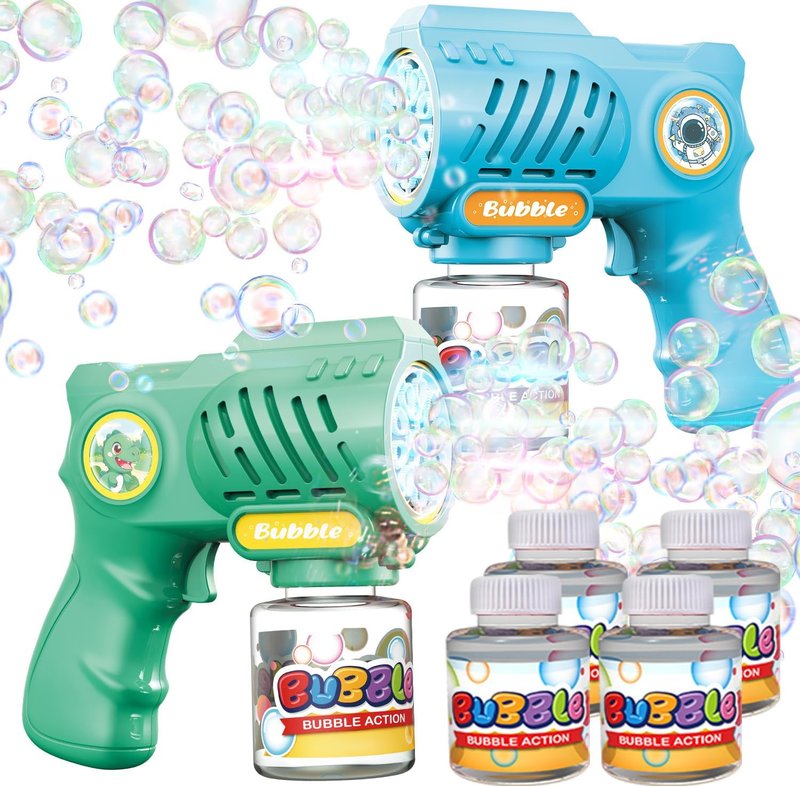Bubble Gun Machine - 2 Pack Outdoor Toy for Kids 3+ Years | Includes Bubble Solution, Perfect Birthday Gift for Boys & Girls 4-8