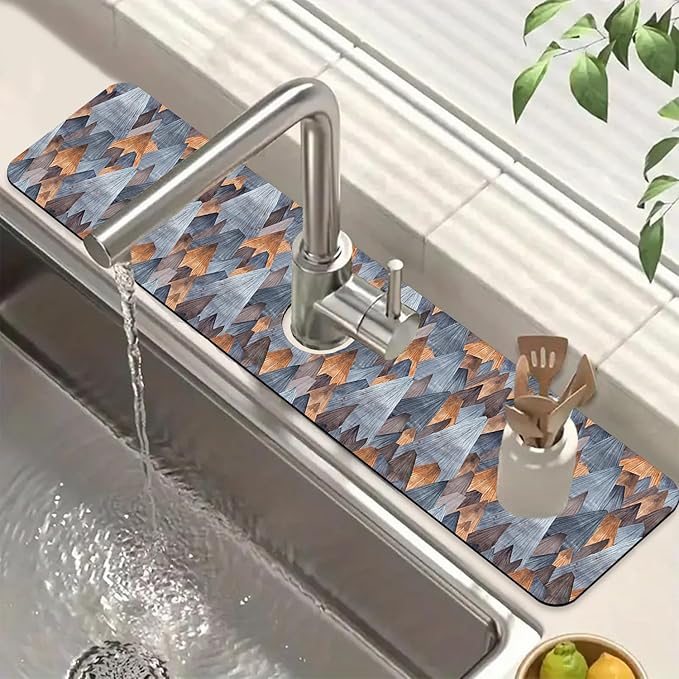 Abstract Mountain Sink Splash Guard Faucet Mat Mountain Landscape Super