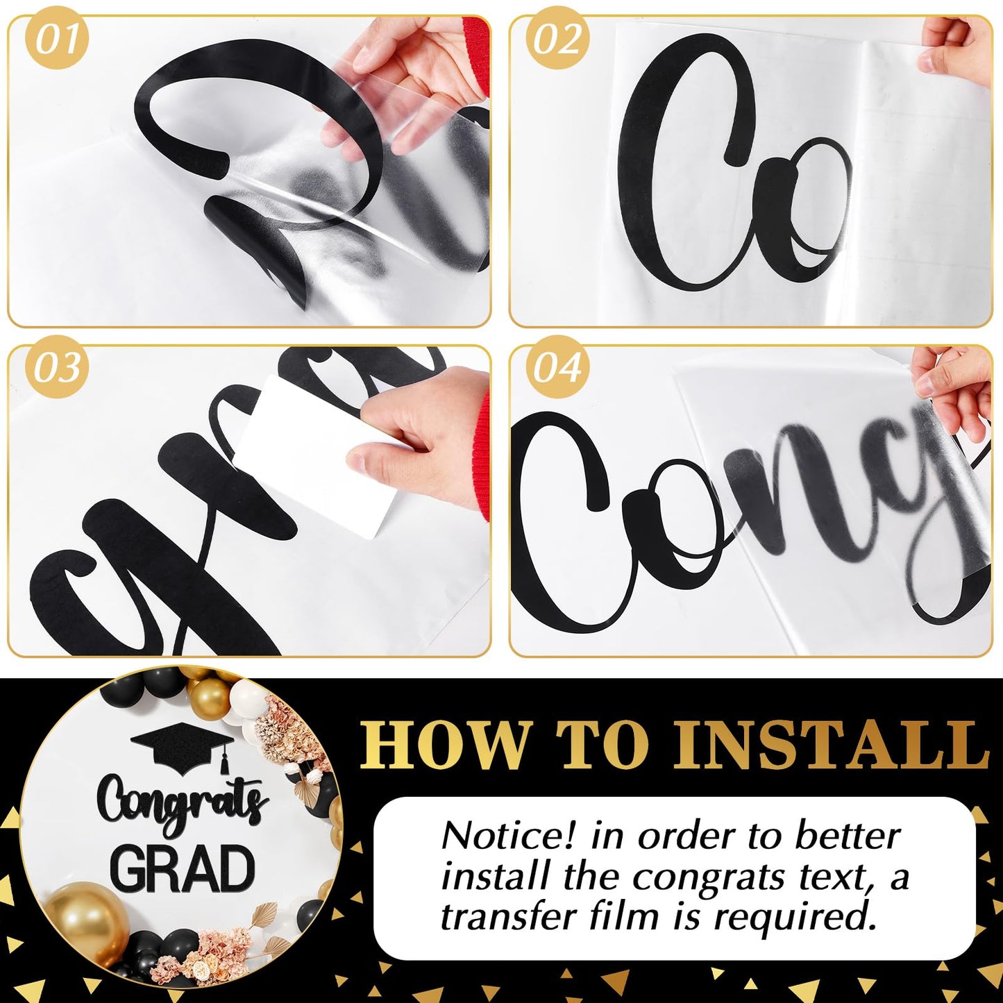 Epakh 2026 Graduation Party Decal Sign for Backdrop Letters Peel and Stick Graduation Sticker for Balloon Arch Decorations Party Sign Wall Decor(Black)