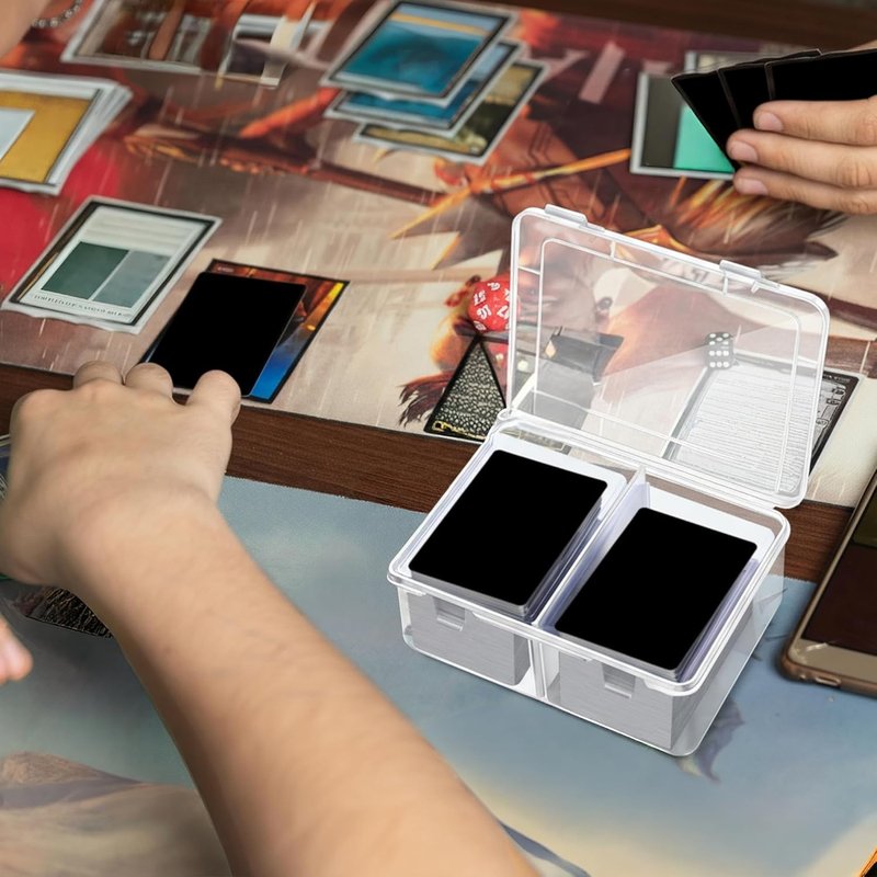 300 Card Storage Box - Clear Plastic Trading Card Organizer with Removable Divider | Perfect for MTG, Baseball & Football