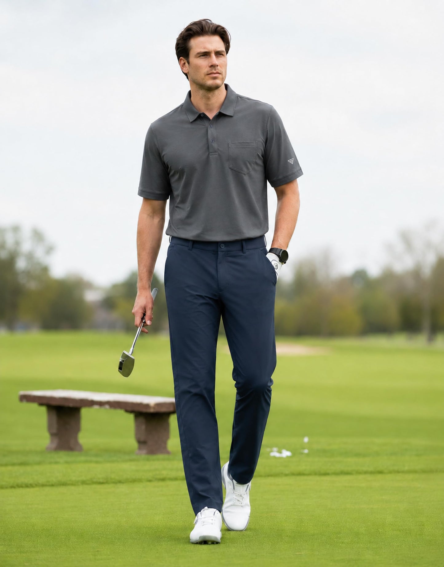 M MAELREG Men's Stretch Golf Pants 30"/32"/34" Inseam Lightweight Work Dress Pants Quick Dry Casual with Pockets Navy