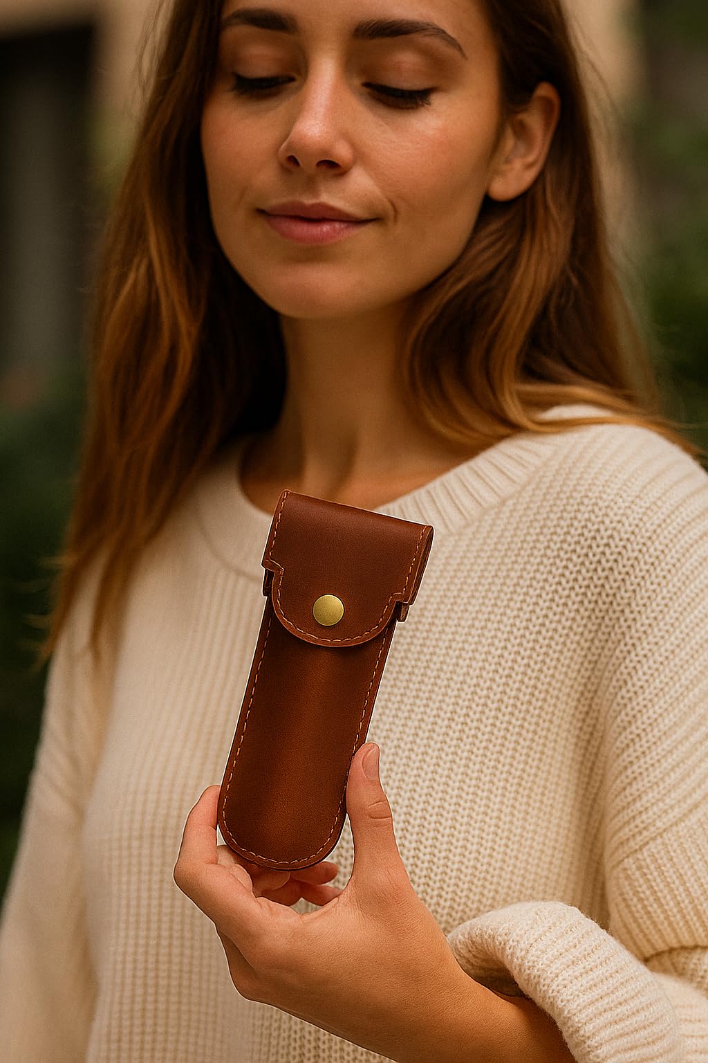 PavinCrafter Full Grain Leather Razor Cover | Double Edge Razor Case | Handmade Safety Razor Protector Sheath for Travel & Storage | Barber Shaving Accessory for Men – Tan