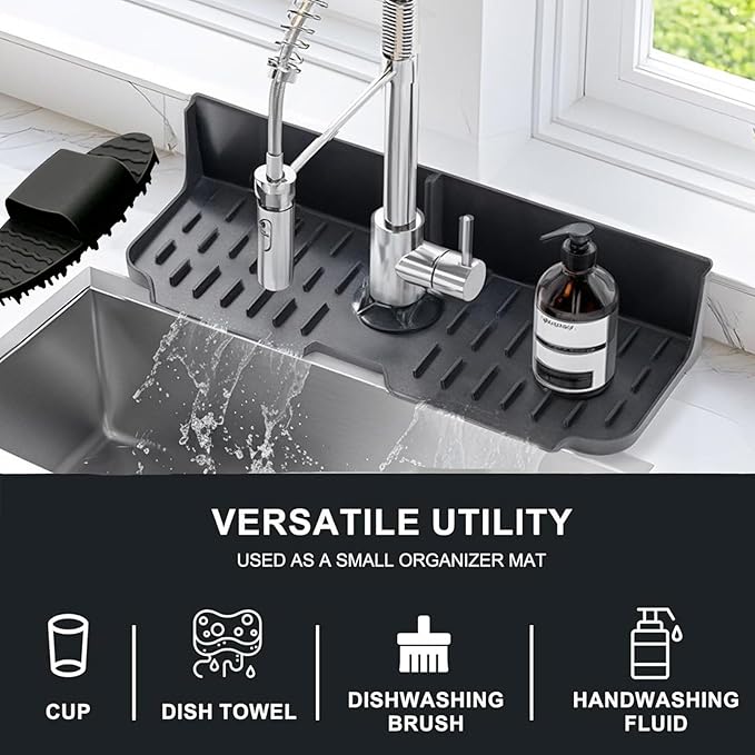 Kitchen Sink Splash Guard，Sink Draining Pad Behind Faucet，Faucet Mat