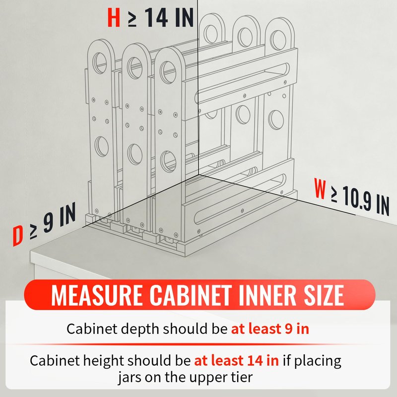 deepredcoast Pull Out Spice Rack Organizer for Cabinet Wide Slide Out Seasoning Rack Fits 2.1" Jars Large Capacity for Pantry Kitchen Cabinet 9" Deep Heavy Duty Easy Install