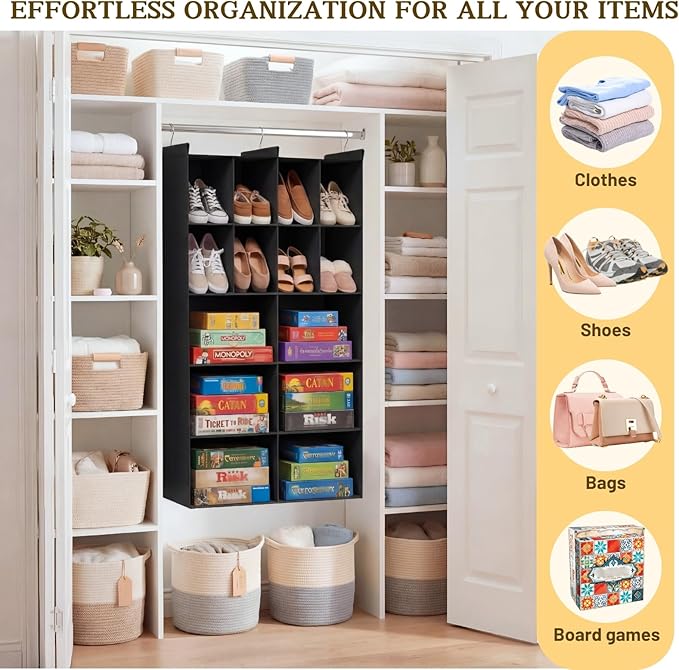 Ofiray-home 5 Tier Hanging Closet Organizer, 14 Compartments Sweater Organizer