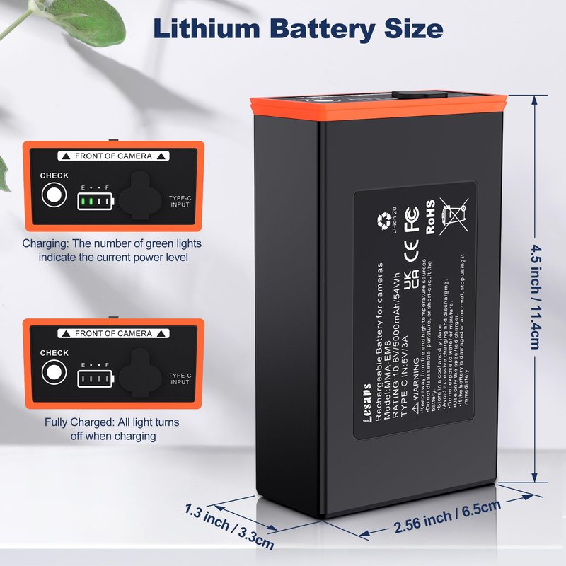 Lesaps 2-Pack 5000mAh Moultrie Power Mag Replacement Battery - Compatible with Moultrie Cellular Trail Cameras Edge, Edge Pro, Edge 2, Edge 2 Pro, USB-C & Solar Panels Charging