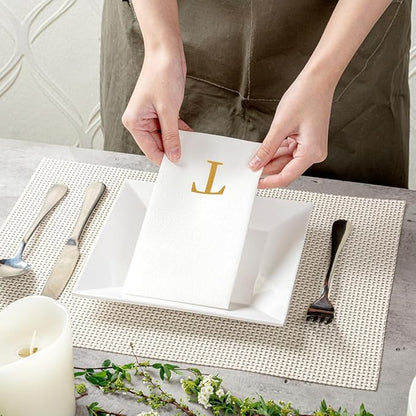 Luxenap 15.8 X 7.9 Inch Linen-Feel Guest Towels, 50 Lettered Hand Towels