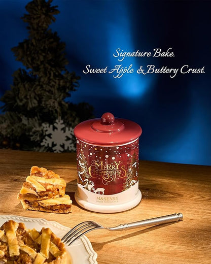 M&SENSE Christmas Candles Baked Apple Pie Scented, Soy Wax 12.7oz 75 Hours Long Lasting Clean Burn, 2 Wick Cinnamon Apple Winter Holiday Candles for Home Decor, Luxury Relaxing Candle Gifts for Women