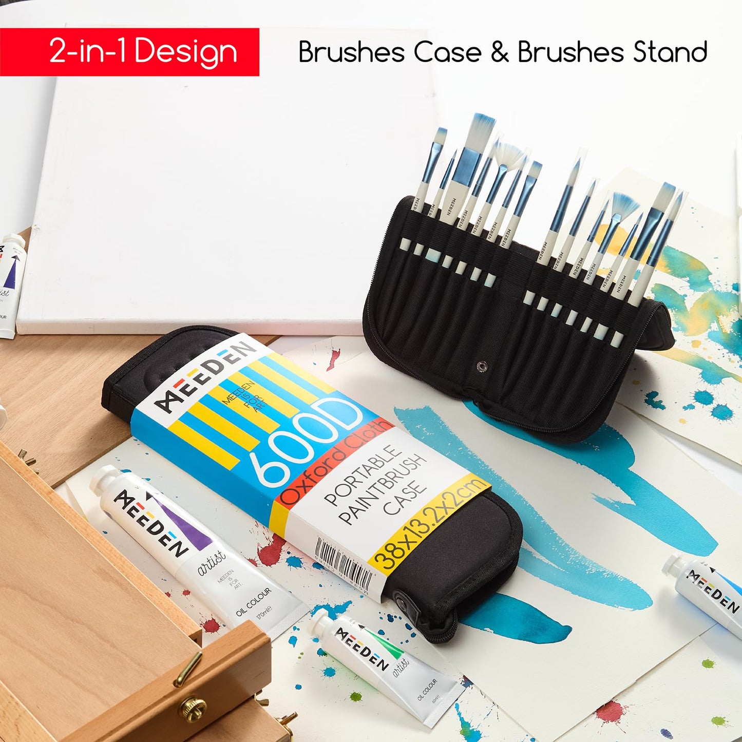 MEEDEN Paint Brush Holder, 15 X 11.2 Inch Zippered Paints Brush Case, Organization and Storage Bag for Artist Paints Brush (Brushes NOT Included)