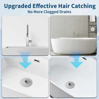 Bathtub Drain Hair Catcher,Tub Shower Drain Hair Trap/Strainer,3PCS Silicone Collapsible Tub Hair Catcher Drain Protector Designed for 1.47" to 1.75'' Regular Drains(Dark Gray)