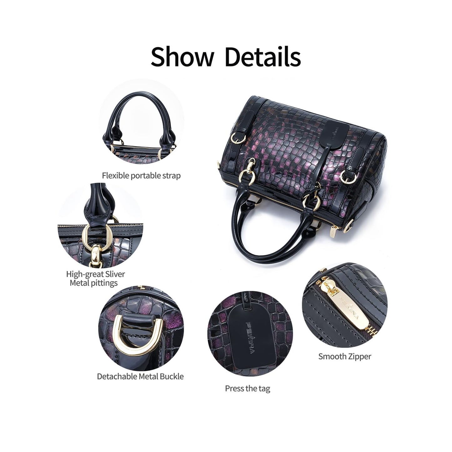 FEIMINA Genuine Leather Shoulder Bag, Classic Bronze
