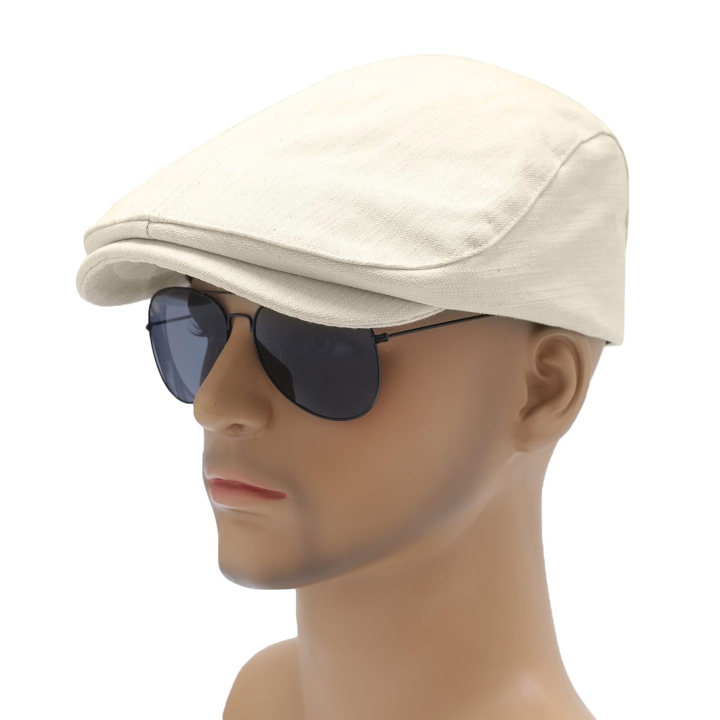 ZLYC Men Cotton Flat Cap Summer Scally Ivy Gatsby Newsboy Beret Driver Cabbie Hunting Hat