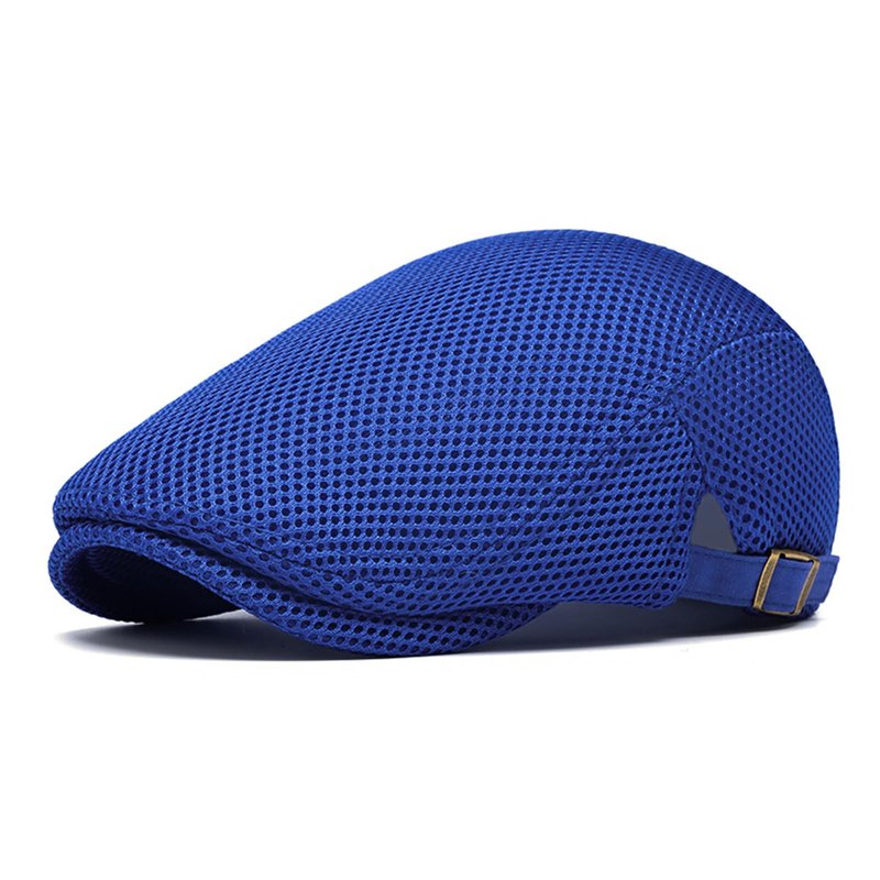 meioro Mens Breathable Mesh Summer Hat Adjustable Flat Cap Newsboy Beret Ivy Cap Irish Cabbie Fishing Hats（Royal Blue）