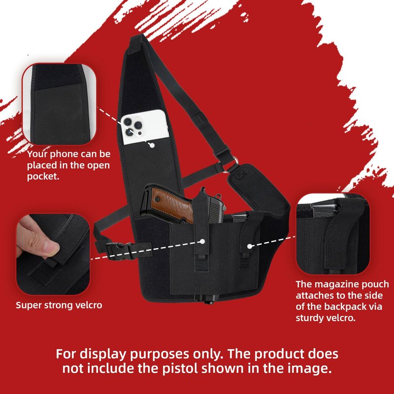 RAWILL Shoulder Holster for Men and Women Fits Glock 17/19/23,1911, Beretta 92FS, Sig P320/P220, S&W, M&P, Shield, Adjustable Holsters for Concealed Carry, Right Hand