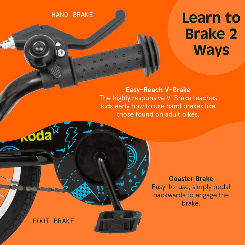 Retrospec Koda Plus Kids Bike for Boys & Girls Ages 4-6 Years - 16" Children's Bicycle, Adjustable Seat & Handlebars, Removable Training Wheels, Front Hand Brakes, Rear Coaster Brake & Safety Bell