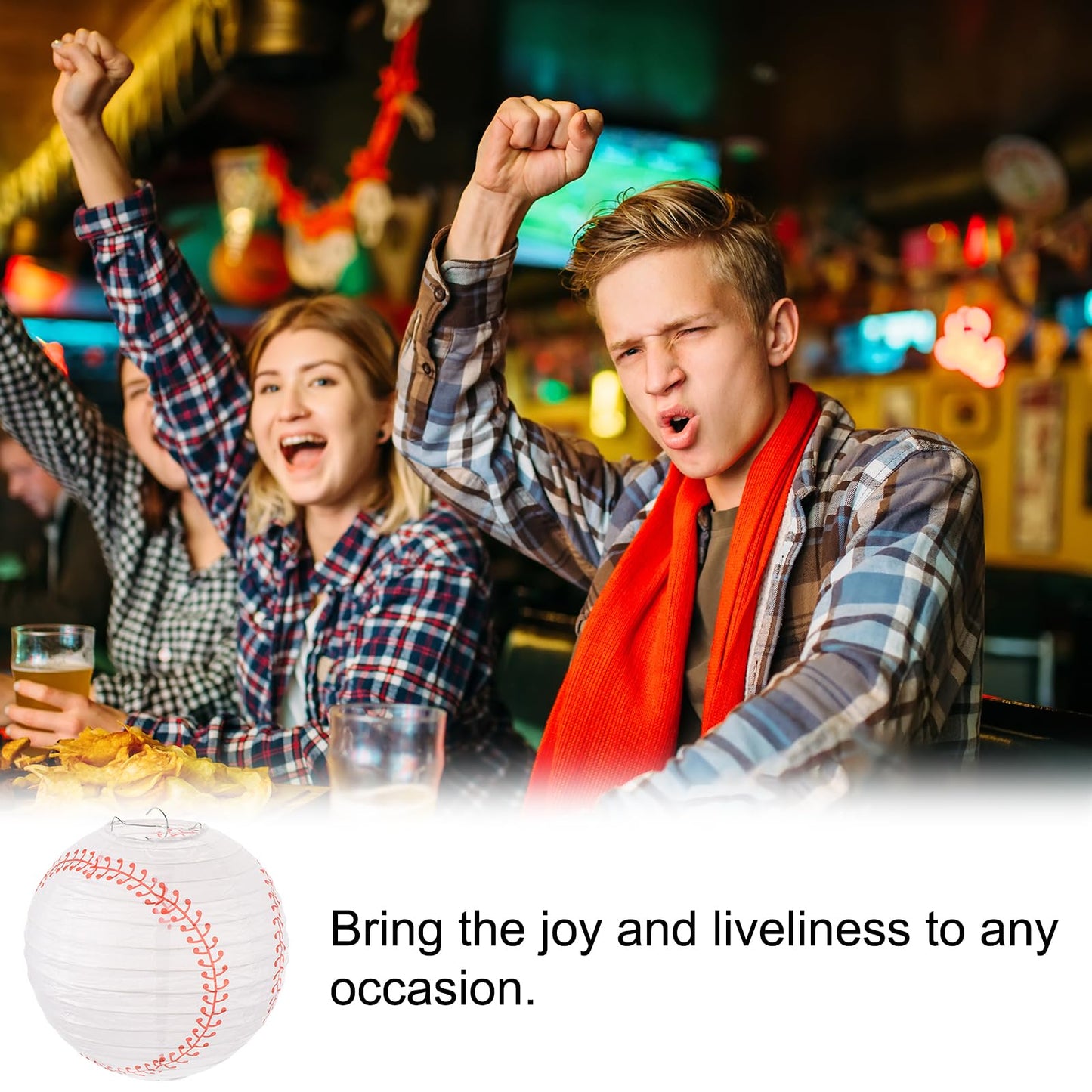 MECCANIXITY Baseball Paper Lanterns, 8" Round Hanging Chinese/Japanese Lantern Decoration for Home Birthday Party Wedding Christmas Classroom Decor, White 3 Pcs