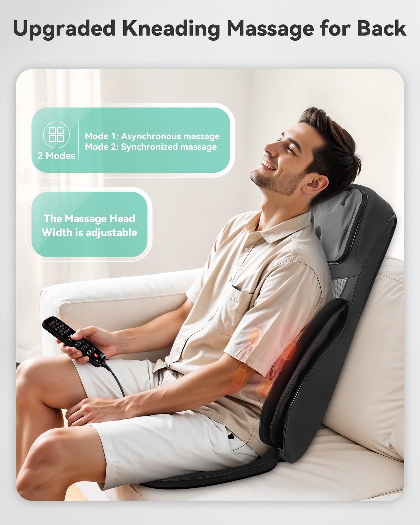 Snailax Shiatsu Neck Back Massager with Heat, Massage Chair Pad with Compression, Height-Adjustable Neck Massage Rollers Chair Seat Massager, Gifts for Men, Women