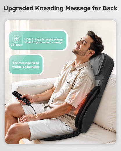 Snailax Shiatsu Neck Back Massager with Heat, Massage Chair Pad with Compression, Height-Adjustable Neck Massage Rollers Chair Seat Massager, Gifts for Men, Women