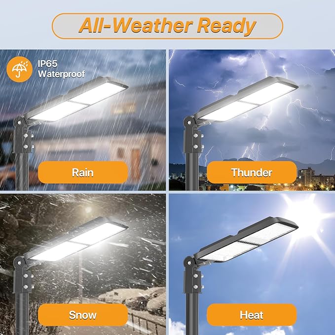 300W Led Parking Lot Light with Dusk to Dawn Photocell 120V Slip Fitter Pole Mount Lights 5000K Outdoor IP65 Waterproof Commercial Street Area Lighting for Parking Lot, Barn, Church