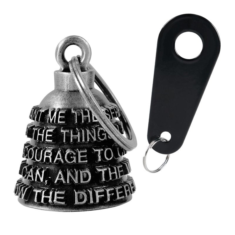 Motorcycle Bells for Biker Good Luck Riding Bells Guardian Biker Bells with Hanger Motorcycle Accessory or Keychain for Luck (God Grant me The Serenity, Courage and The Wisdom)