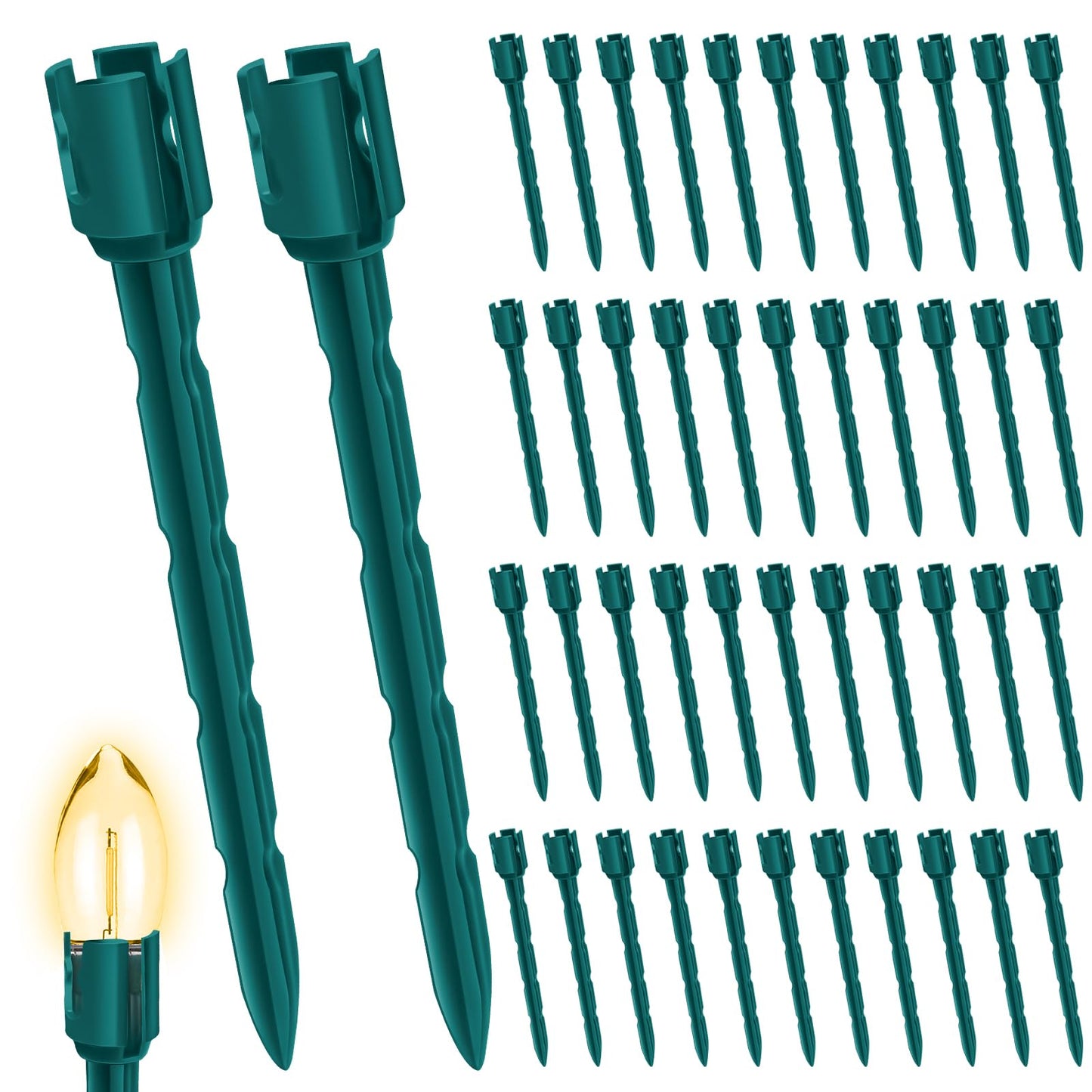 60 Pcs 7.5 Inch Christmas Light Stakes, Christmas Yard Stakes for C7 C9 Christmas Lights, Garden Path Walkway Holiday Decorations(Green)
