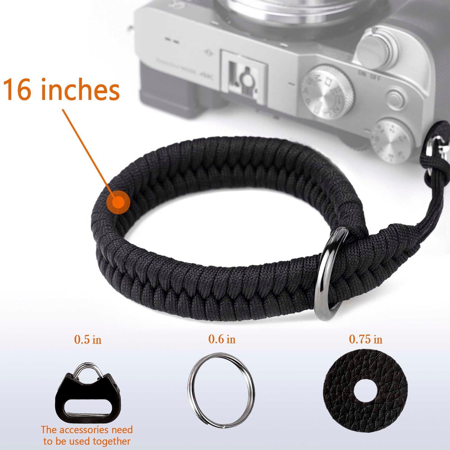 AQAREA Camera Wrist Strap for DSLR Mirrorless Camera, Quick Release Camera Hand Strap with Safer Connector（Black）