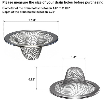 Huntonry 2.215" Top Diameter, 1.0" Basket Small Bathroom Sink Strainer, Little Drain Mesh, Utility, Slop, Laundry, RV and Lavatory Sink Drain Strainer Hair Catcher. Stainless Steel.