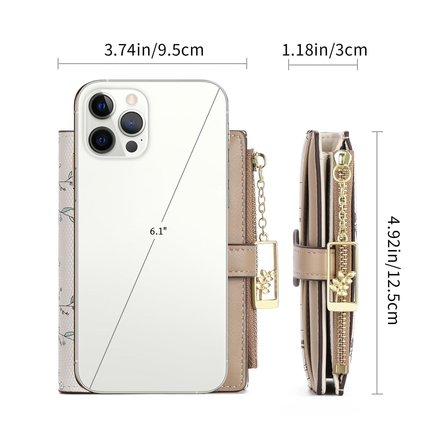GAEKEAO Small Wallets for Women RFID Blocking Bifold Floral Vegan Leather Wallet Card Holder with Zipper Pocket ID Window