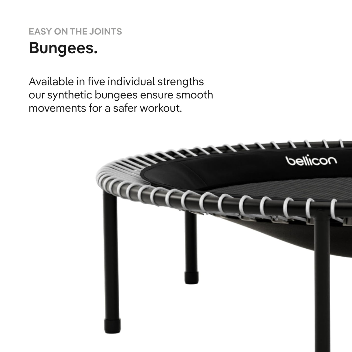 bellicon Mini Trampoline 39'' (Orange) | Bungee Suspension up to 330 lbs | Indoor Fitness Rebounder for Adults | Screw-in Legs