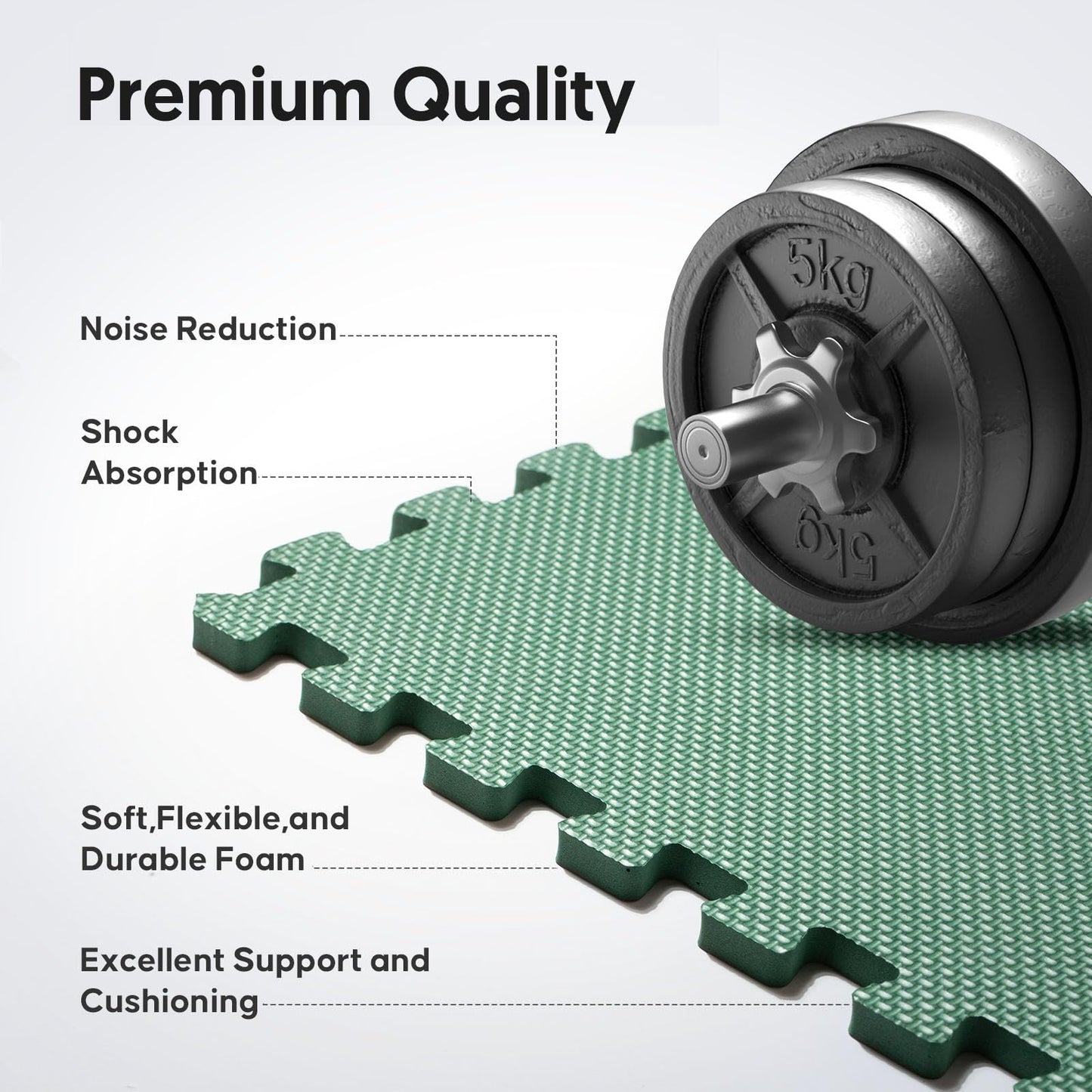 32 Pack Home Gym Mat, Puzzle Exercise Mat, EVA Interlocking Foam Floor Tiles for Home Workout Equipment and Kids' Play Areas - Blue, 24 in x 24 in x ½ in - (Green, 32 Pack(128 SQ FT))
