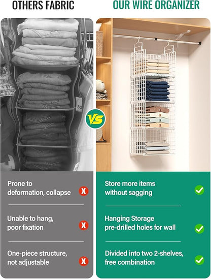 Hanging Closet Organizer, 4 Tier Metal Closet Organizers and Storage