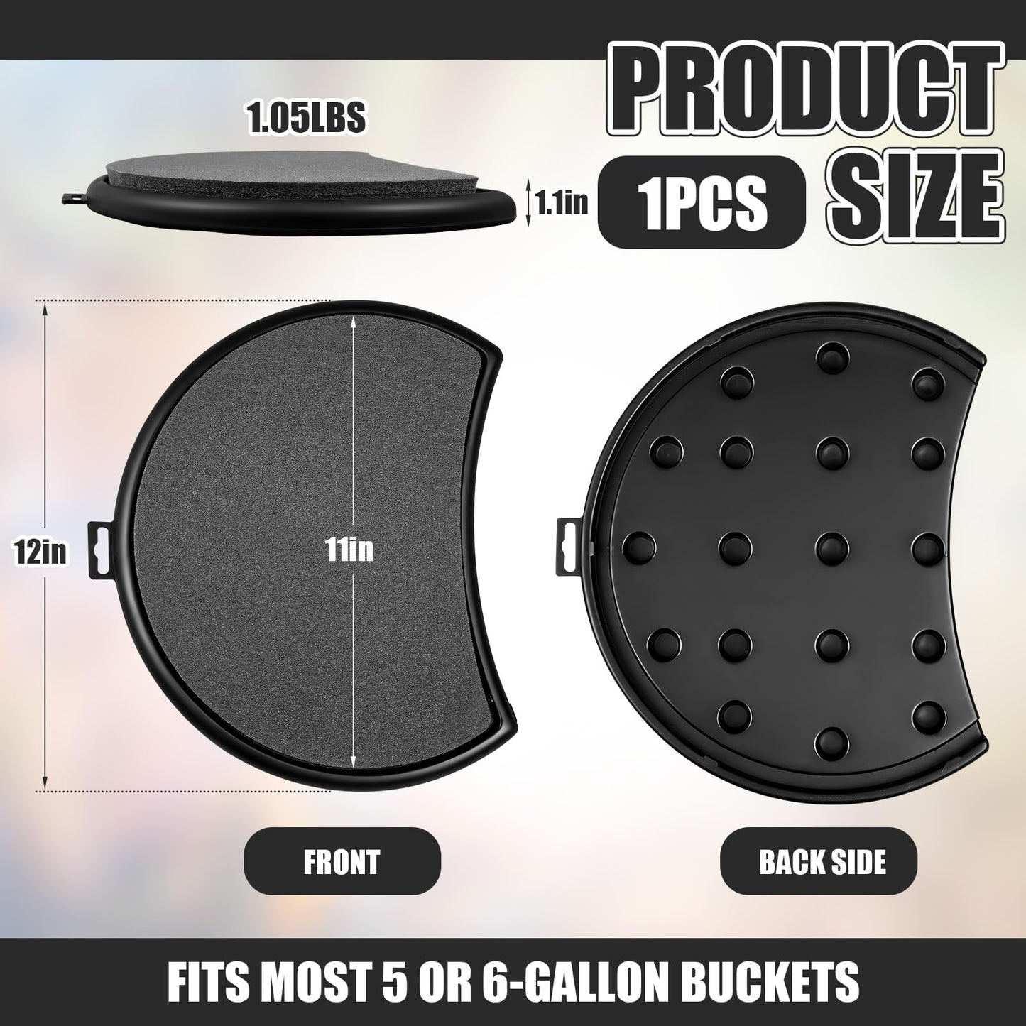 Novabright 4 Pcs 5 Gallon Kidney Shape Bucket Seat, Bucket Lid Seat with Foam Cushion Padding for Option Ice Fishing, Baseball, Gardening and Camping