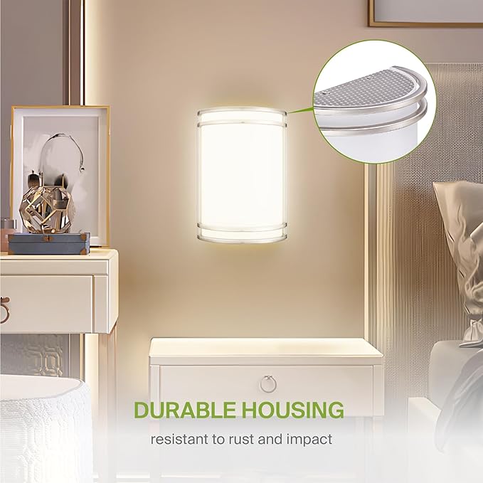 ASD LED Indoor Wall Mount Light Fixture - 10 Inch Modern Interior Brushed Nickel Wall Sconce Lighting - 3000K 4000K 5000K Adjustable - Half Cylinder Hallway Light Fixture - ETL & Energy Star