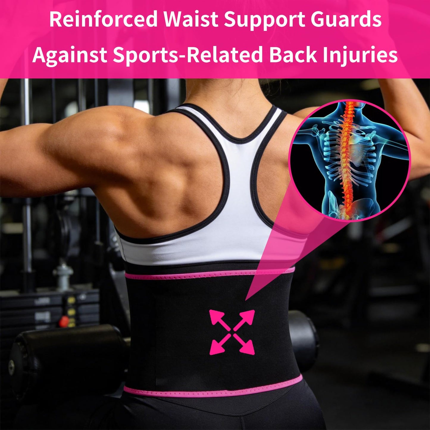 Lisacool Waist Trainer for Women Lower Belly Fat,Waist Sweat Band for Women,Belly Band Tummy Control & Workout Waist Trimmer Black/Pink