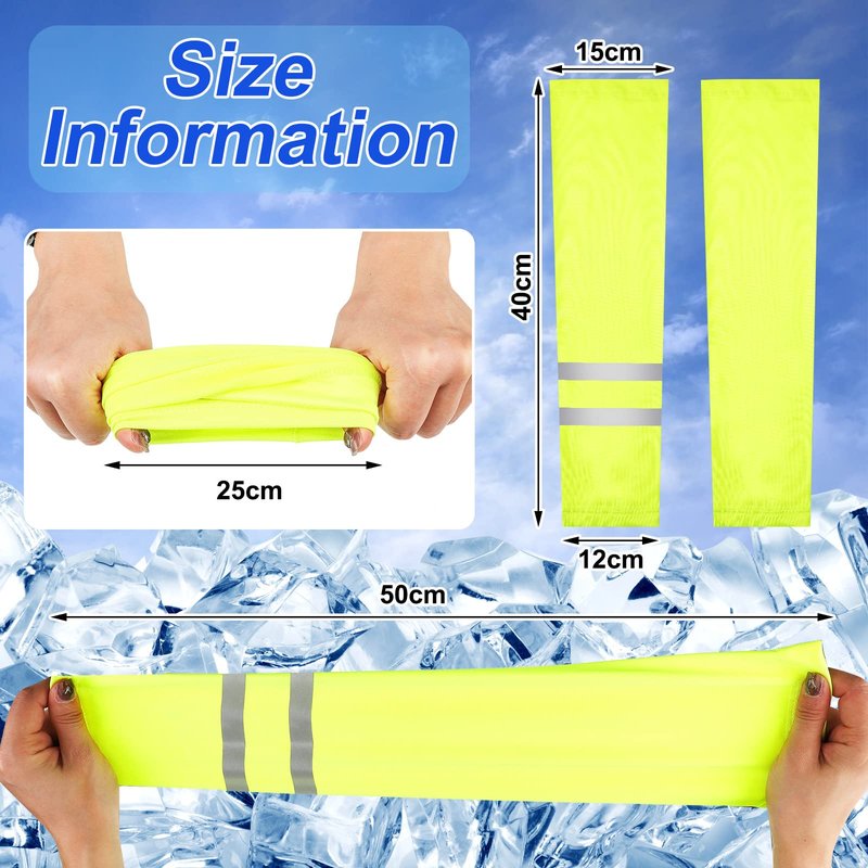 SATINIOR 6 Pairs UV Sun Protection Arm Sleeves for Men Women Reflective Cooling Compression Sleeves Golf Outdoor Sports(Fluorescent Yellow)